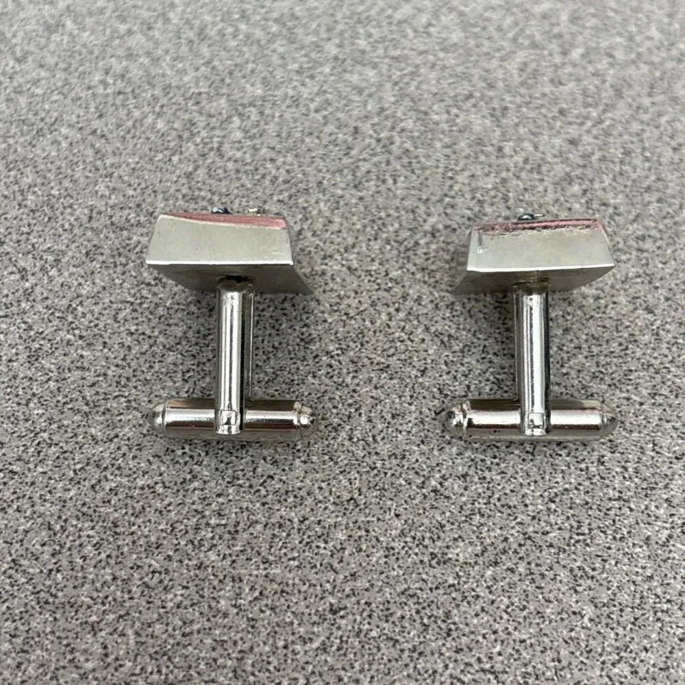 Vintage Shields Patriotic Silver Tone Cufflinks Soldier With Sword Tie Tack, Pin